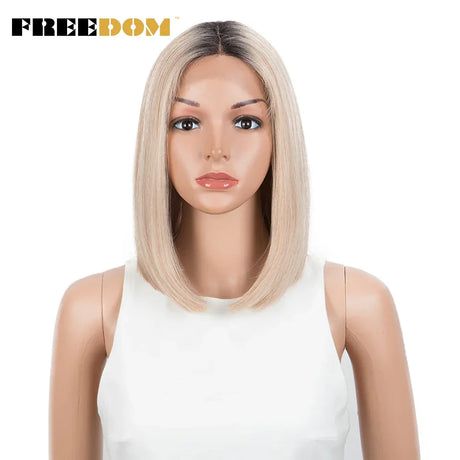 Freedom Straight Synthetic Lace Wigs Short Bob Ombre