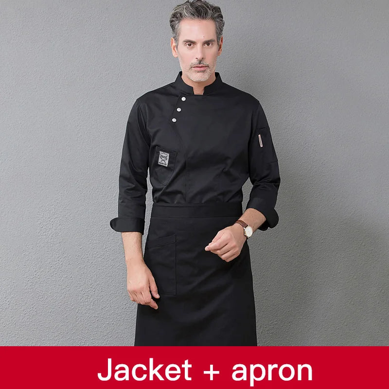 Long Sleeve Chef Clothes Uniform Restaurant Kitchen Cooking