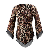 Ytl Leopard Printed Mesh Irregular T Shirt Women'