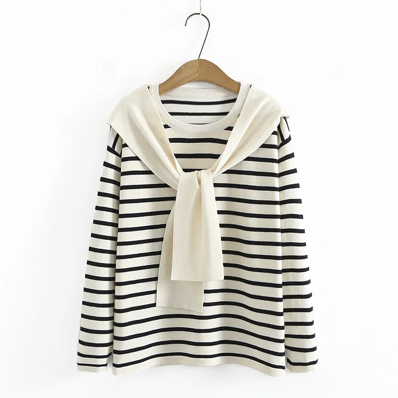 Woman Sweater Slim Fit High Strecth Striped