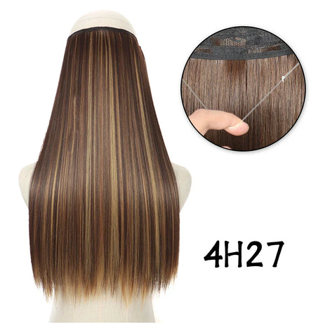 Hair Extensions No Clips Synthetic Fake Hair Ombre