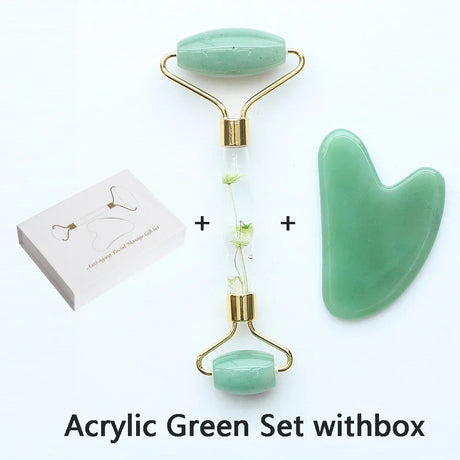 Natural Green Jade Roller Gua Sha Facial