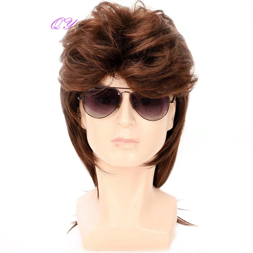 Synthetic Man Wigs Black Short Curly For Men