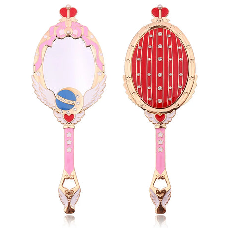 Anime Moon Metal Oval Hand Held Makeup Mirror