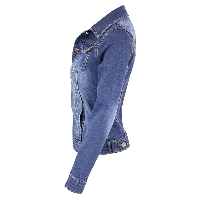 Short Denim Jackets Women Autumn Wash Long Sleeve
