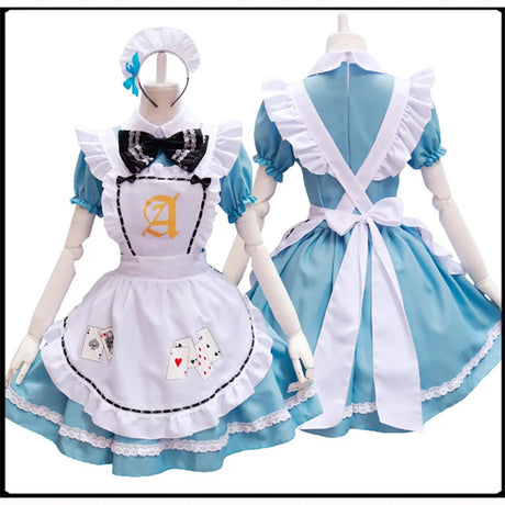 Blue Alice Playing Cards Lolita Maid Dress Costumes