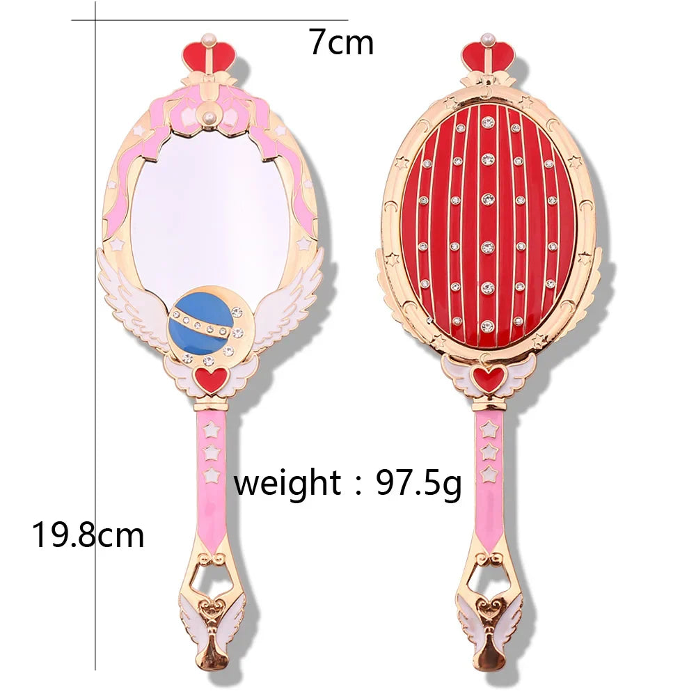 Anime Moon Metal Oval Hand Held Makeup Mirror