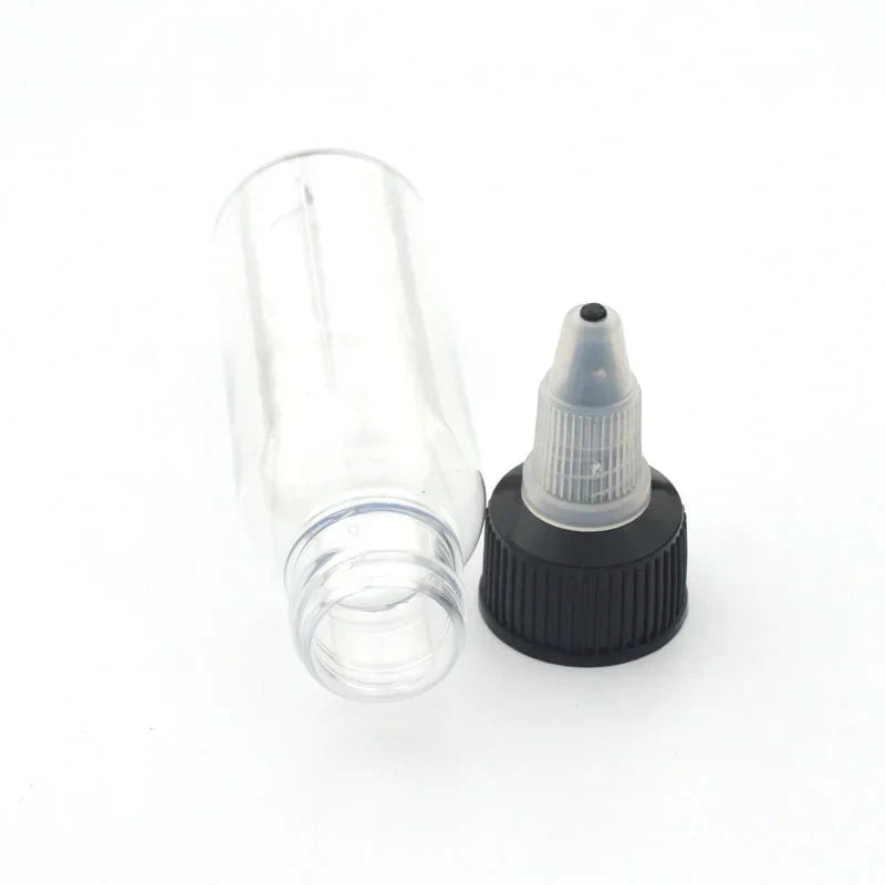 Plastic Empty Ink Vial Twist Top Black Cap