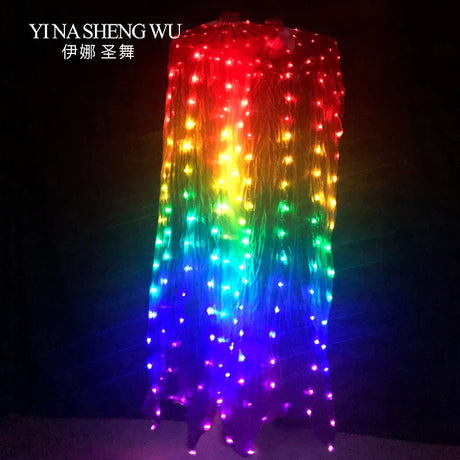 Silk Led Rainbow Dance Fans Women Belly