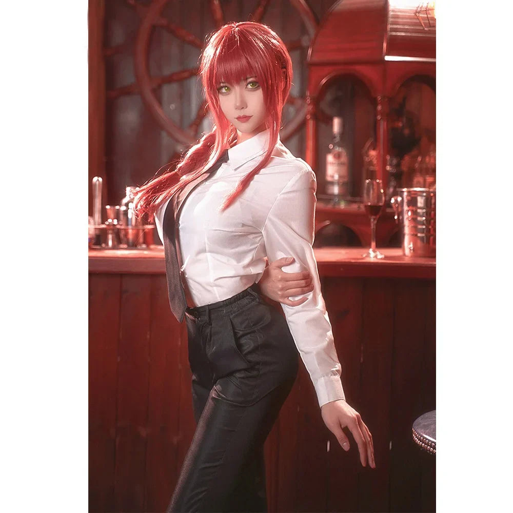 Makima Cosplay Chainsaw Man Costume Makima Wig Red