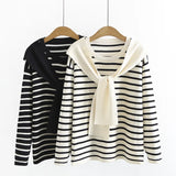 Woman Sweater Slim Fit High Strecth Striped