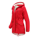 Quanss Winter Jacket Women Fashion Hooded Parkas Outwear