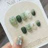 Handmade D Green Fairy Almond Press On Nails