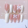 Handmade Custom Made False Nail Art With Pearls