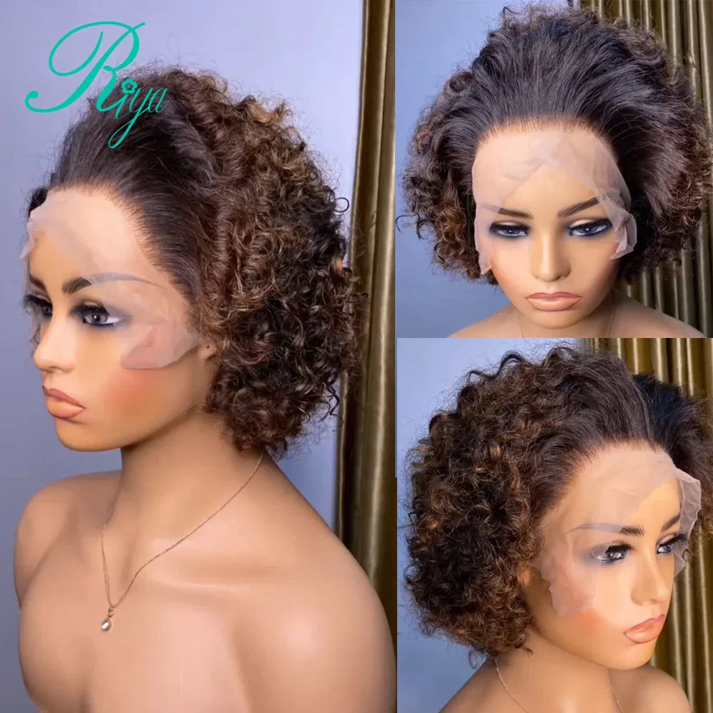 Short Pixie Bouncy Curly Bob Cut X Lace