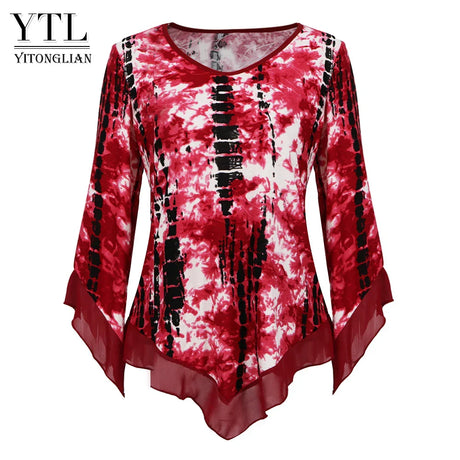 Yitonglian Trending Style Women Blouse Summer Round Neck