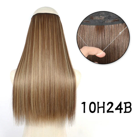 Hair Extensions No Clips Synthetic Fake Hair Ombre