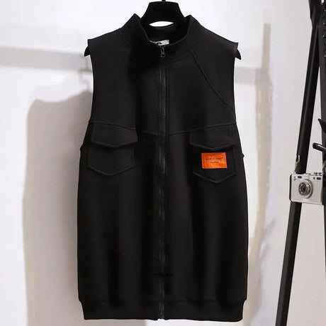 6Xl 150Kg Spring Black Jacket Women Sleeveless Vest