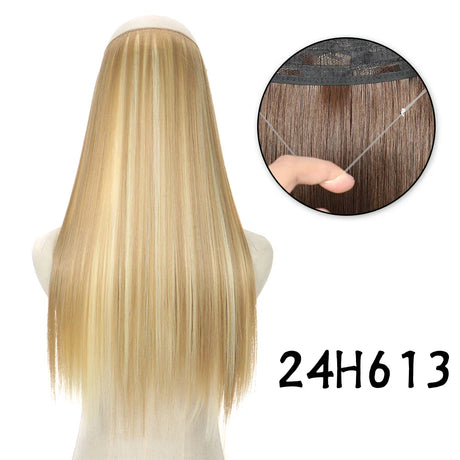 Hair Extensions No Clips Synthetic Fake Hair Ombre