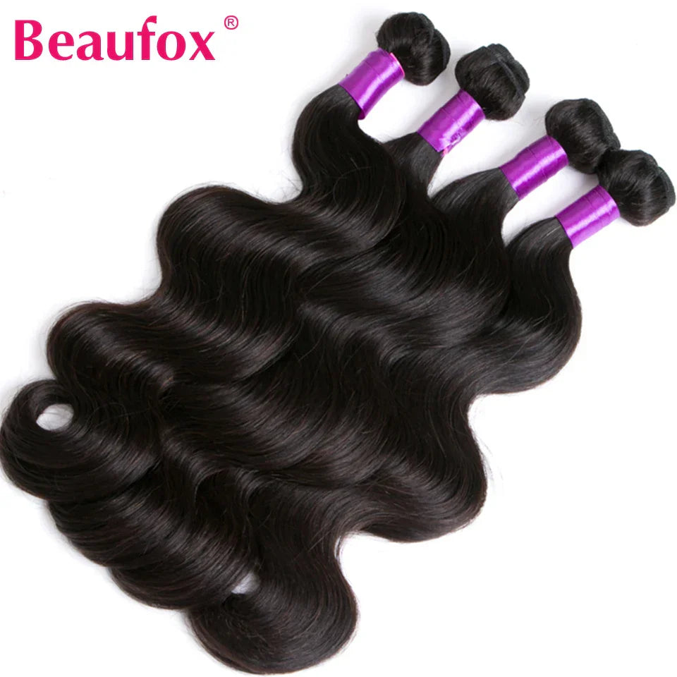 Beaufox Body Wave Bundles With Closure Brazilian Hair