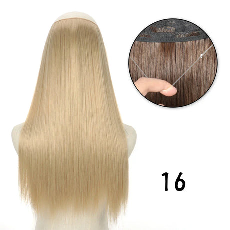 Hair Extensions No Clips Synthetic Fake Hair Ombre