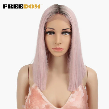 Freedom Synthetic Lace Wig Short Bob Straight Middle