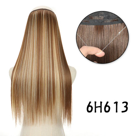 Hair Extensions No Clips Synthetic Fake Hair Ombre