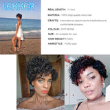 Lekker Short Curly Human Hair Wigs For Black