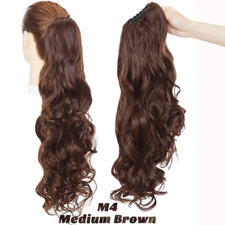 Benehair Synthetic Long Wavy Claw On Ponytail Black