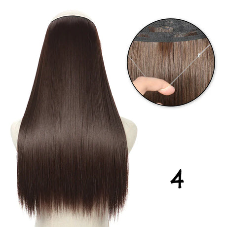 Hair Extensions No Clips Synthetic Fake Hair Ombre