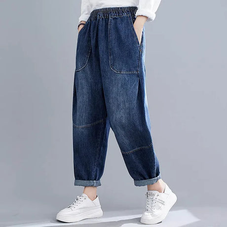 Women' Spring Autumn Loose Big Pocket Jeans