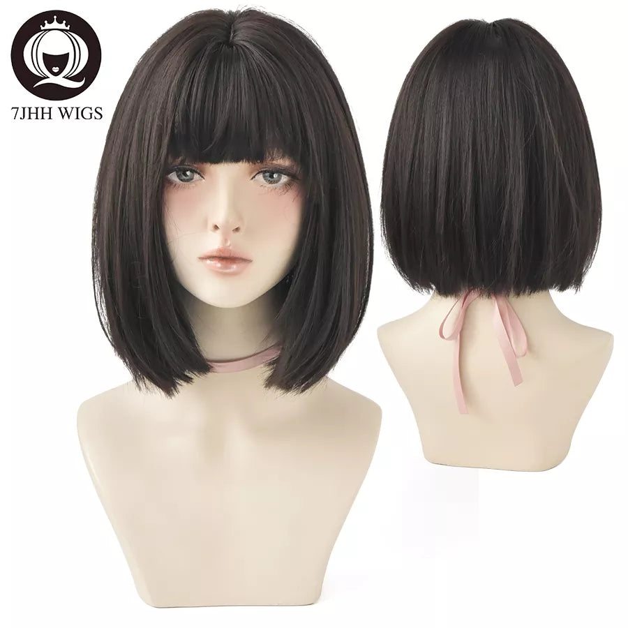 Jhh Wigs Black Short Bob Wig For Girl