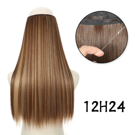 Hair Extensions No Clips Synthetic Fake Hair Ombre