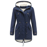 Quanss Winter Jacket Women Fashion Hooded Parkas Outwear