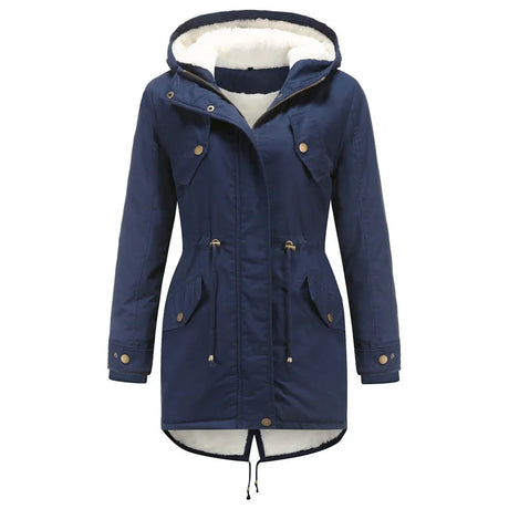 Quanss Winter Jacket Women Fashion Hooded Parkas Outwear