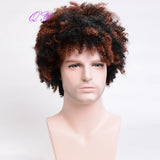 Synthetic Man Wigs Black Short Curly For Men