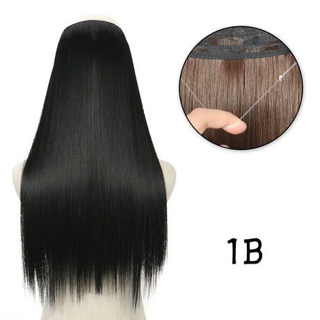 Hair Extensions No Clips Synthetic Fake Hair Ombre