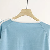 Women' Sweaters Fashion Autumn Jumper Striped Splice Raglan