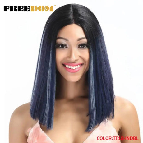 Freedom Synthetic Lace Wig Short Bob Straight Middle