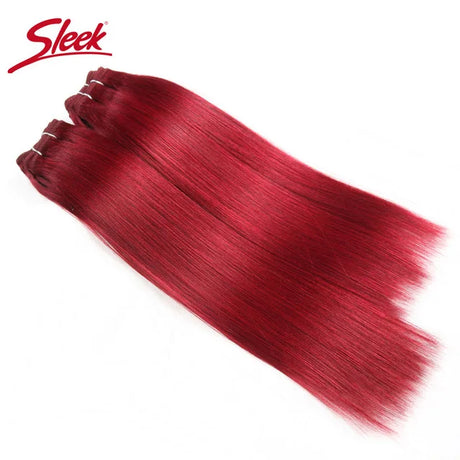 Sleek Brazilian Straight Hair Brown Color And Red