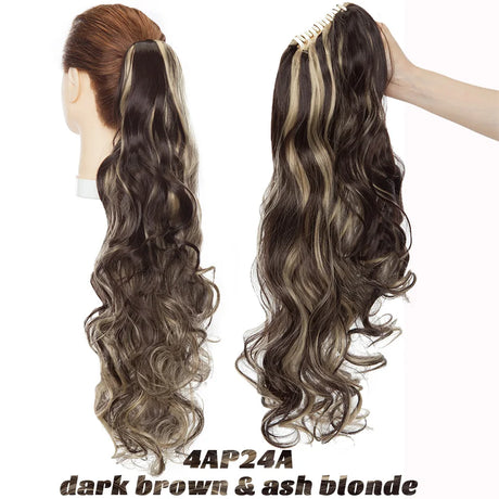 Benehair Synthetic Long Wavy Claw On Ponytail Black