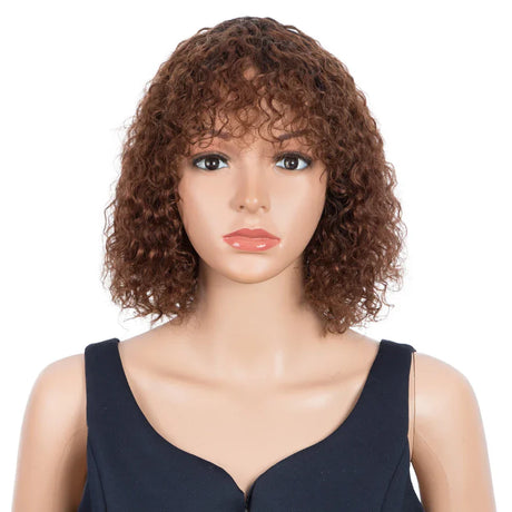 Trueme Curly Human Hair Wigs Colored Brazilian Bob