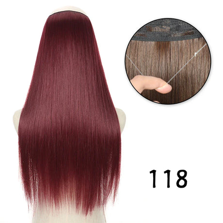 Hair Extensions No Clips Synthetic Fake Hair Ombre