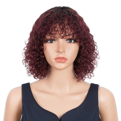 Trueme Curly Human Hair Wigs Colored Brazilian Bob