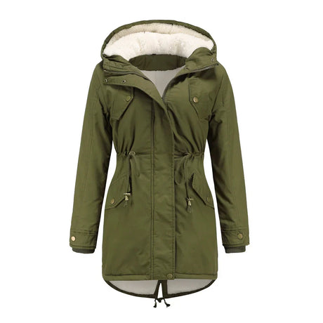 Quanss Winter Jacket Women Fashion Hooded Parkas Outwear