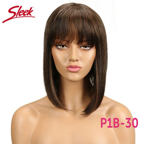 Sleek Short Bob Wigs With Bang Brazilian Straight