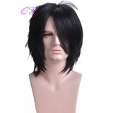 Synthetic Man Wigs Black Short Curly For Men