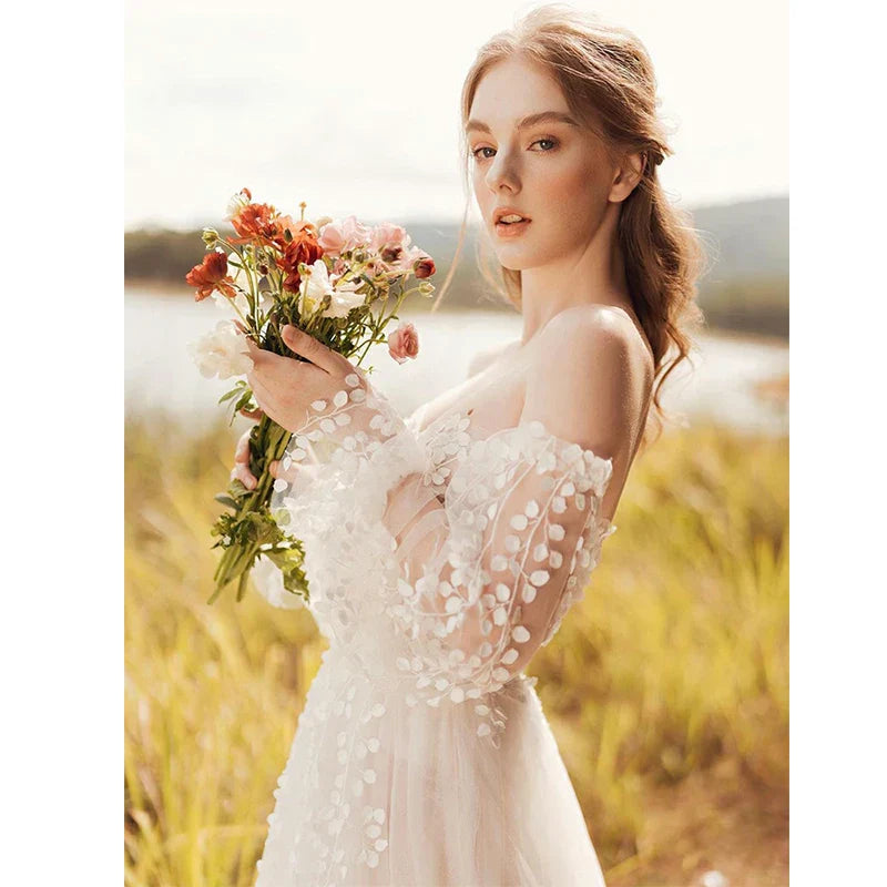 Viktoria A-Line Puff Sleeve Wedding Dress 2023