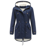 Quanss Winter Jacket Women Fashion Hooded Parkas Outwear