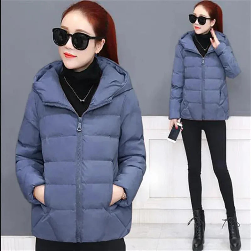 Short Hooded Cotton Jacket Women Parka Coats Autumn